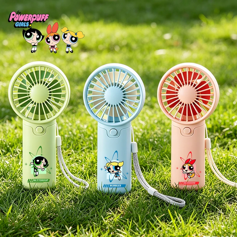 Der tragbare Ventilator der Powerpuff Girls, praktischer kleiner Ventilator, Sommer-Taschenventilator, leichter Mini-Ventilator mit Anime-Aufdruck, Luftkühler