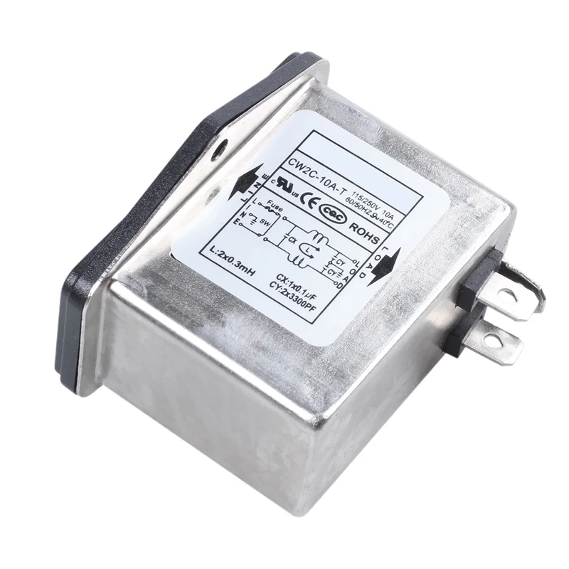 ELECT-3X Lötösenklemmen IEC 320C14 EMI-Filter + Bootsschalter + Sicherungshalter