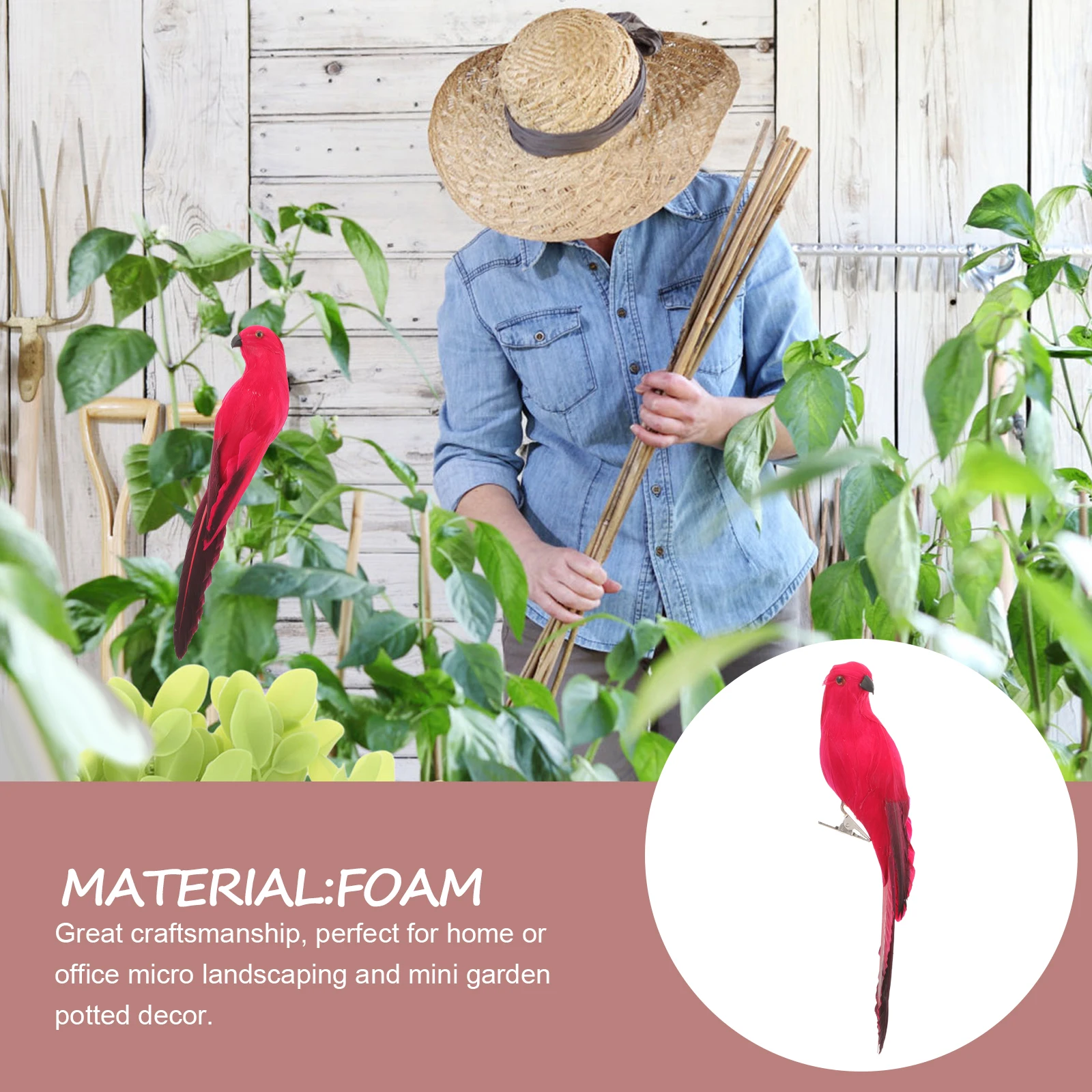 

Artificial Parrot Ornament Simulation Vivid Realistic Lifelike Decorative Parrot Adornment for Home Office Garden Desktop Decor