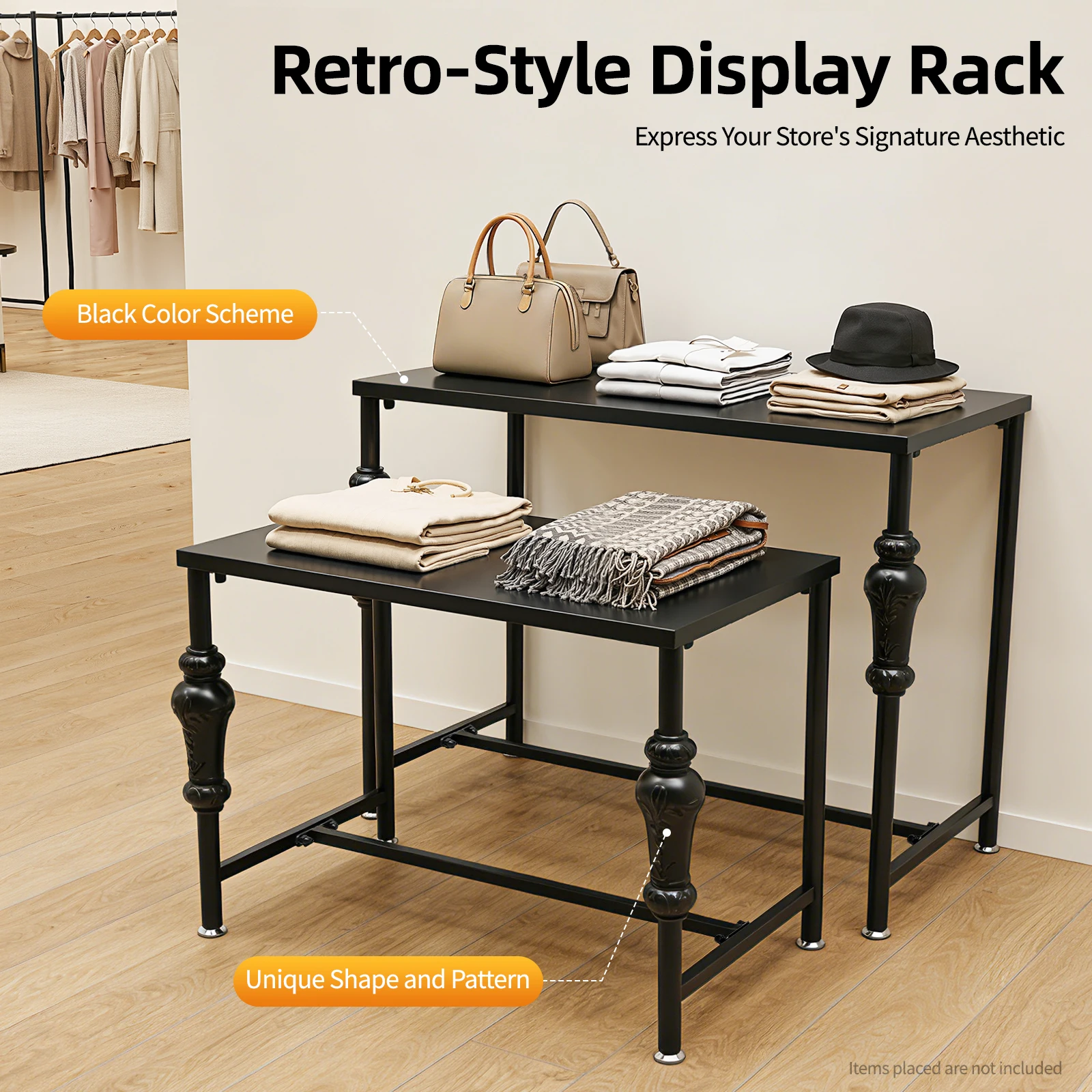 

Промышленные демонстрационные столы для розничной торговли, напольные стойки для демонстрации одежды и обуви, ретро-стеллажи для хранения, 2 шт.