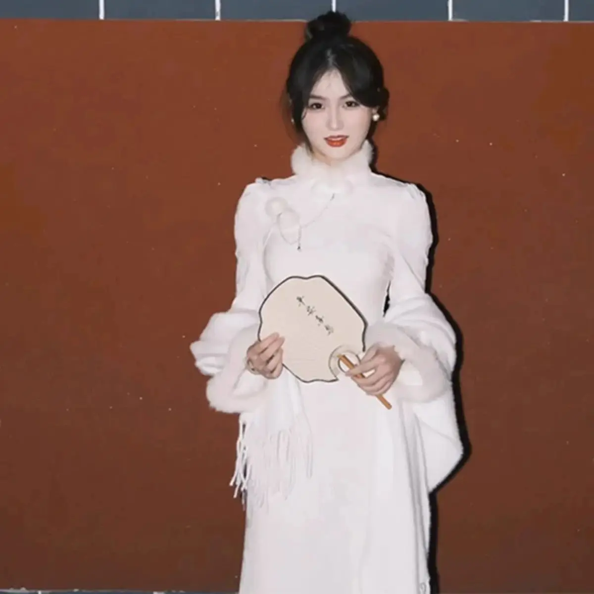 

2026 женский винтажный комбинезон Cheongsam с длинными рукавами и вышивкой на талии, длинная юбка