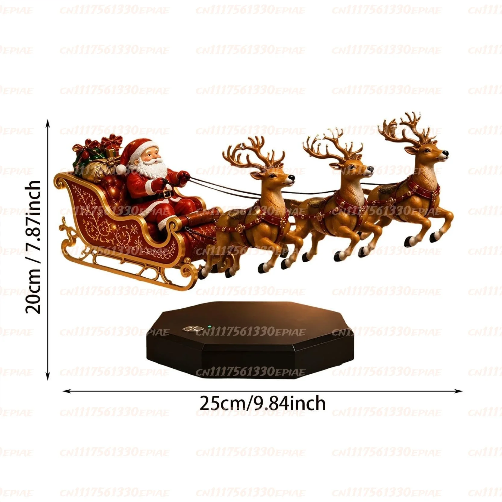 Floating Santa Sleigh Santa's Flying Sleigh Magnetic Levitation Display,Floating Santa Claus Tabletop Decor for Home, Office
