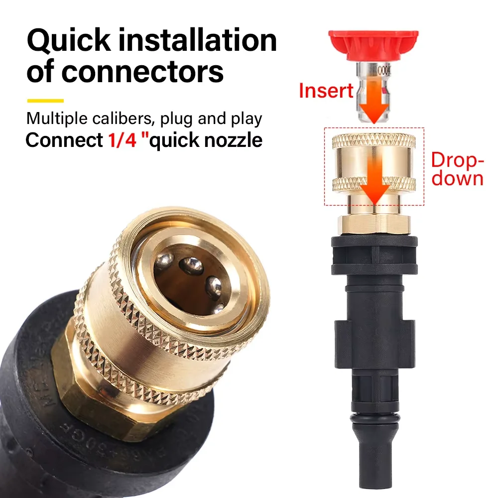 محول توصيل سريع لغسيل السيارات بالضغط العالي 1/4 لـ LAVOR / ARKSIDE PHD / VAX / Interskol / Hammer Sterwins - فوهات Q-P 1/4
