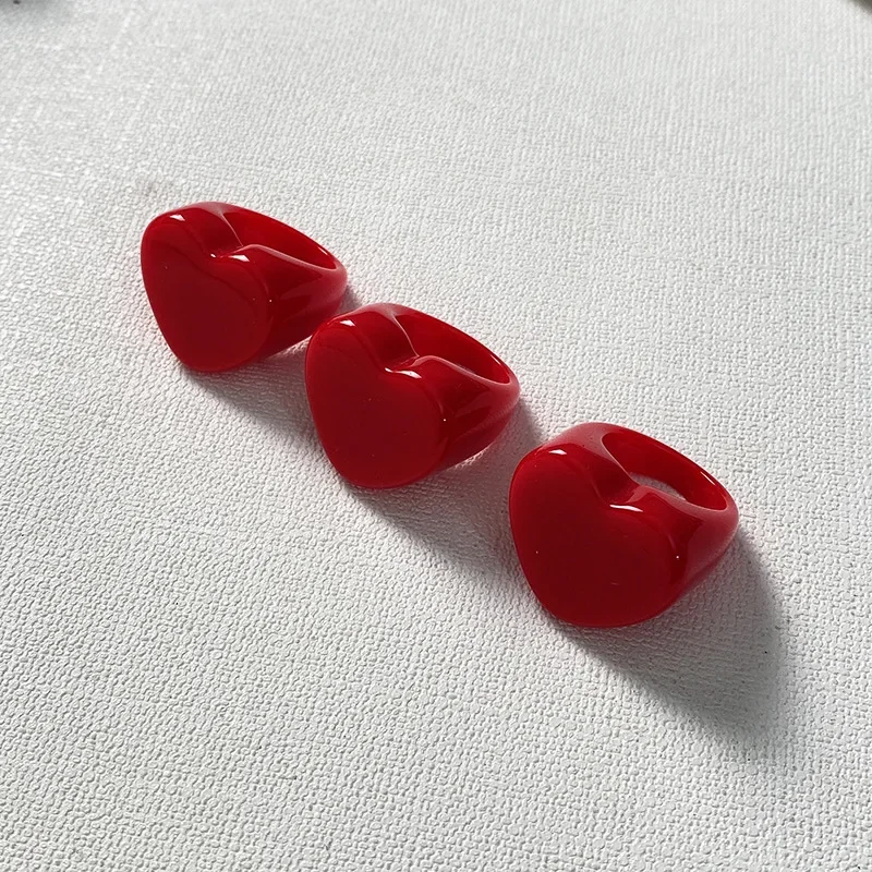 Anillos de corazón en resina acrílica para niña tono melocotón - imagen 5