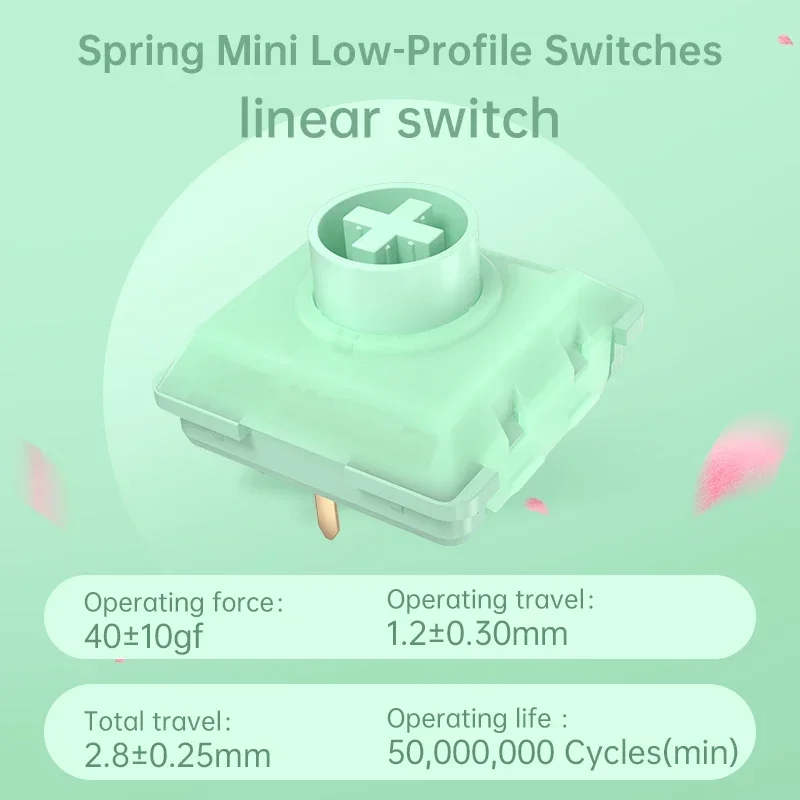 Kailh Spring MINI Low Profile 40g Mechanical Keyboard Switches - Hot-Swappable Pre-Lubed, Compact Linear Actuation for Compact G
