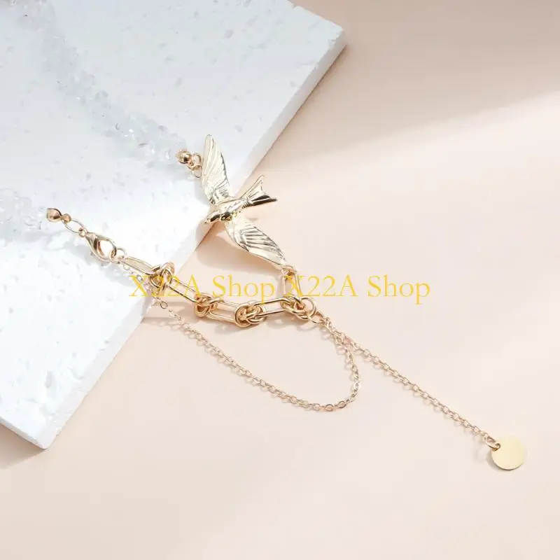 Unique Elegant Swallow Pendant Necklace With Irregular Gravel For Women Fashion Jewelry