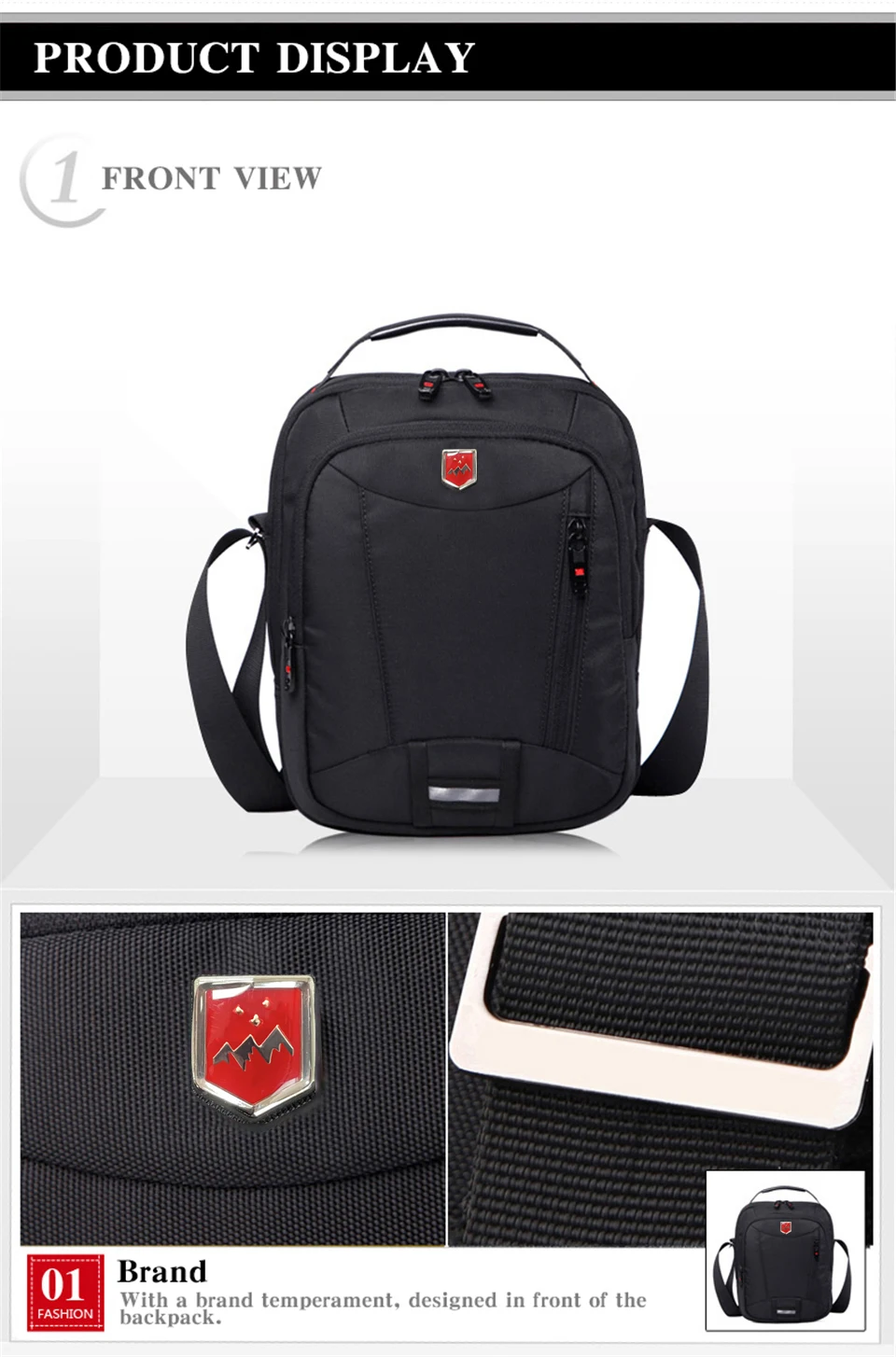 Schweizer Wasserdichte Oxford Herren-Umhängetasche Multifunktionale Business-Casual-Aktentasche Reise-Schultertasche Modische Handtasche – Detail 10