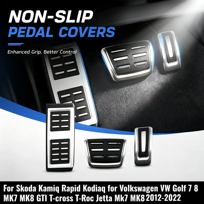 For Skoda Kamiq Rapid Kodiaq for Volkswagen VW Golf 7 8 MK7 MK8 GTI T-cross T-Roc Jetta Mk7 MK8 2012-2022 LHD Car Pedal Cover