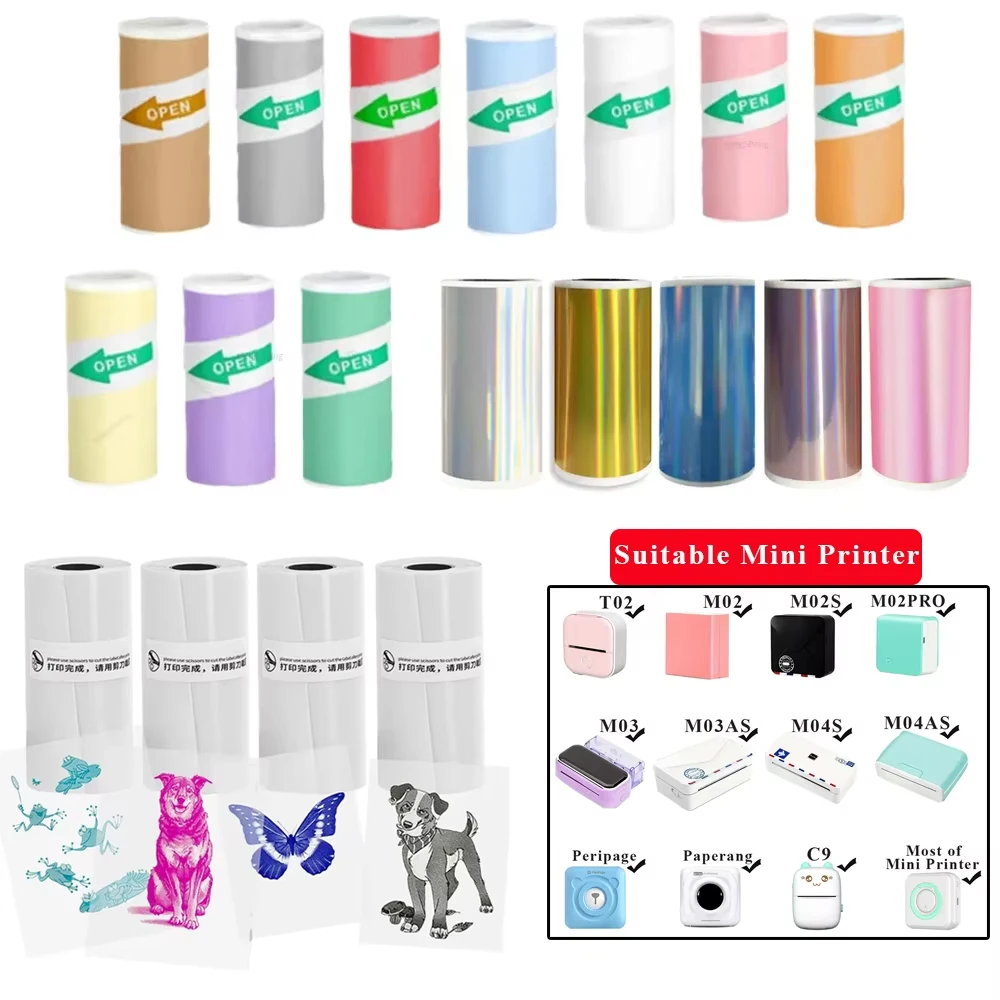 

M02 57mm Color On Transparent Glossy Thermal Sticker Photo Notes suit for T02 M03 M04 Peripage a6 Paperang