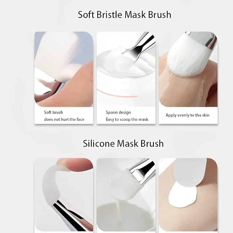 Cepillo de máscara Facial de silicona de doble uso con cabeza suave y cuchara de excavación para película de barro DIY herramienta de belleza de limpieza para el cuidado de la piel Facial
