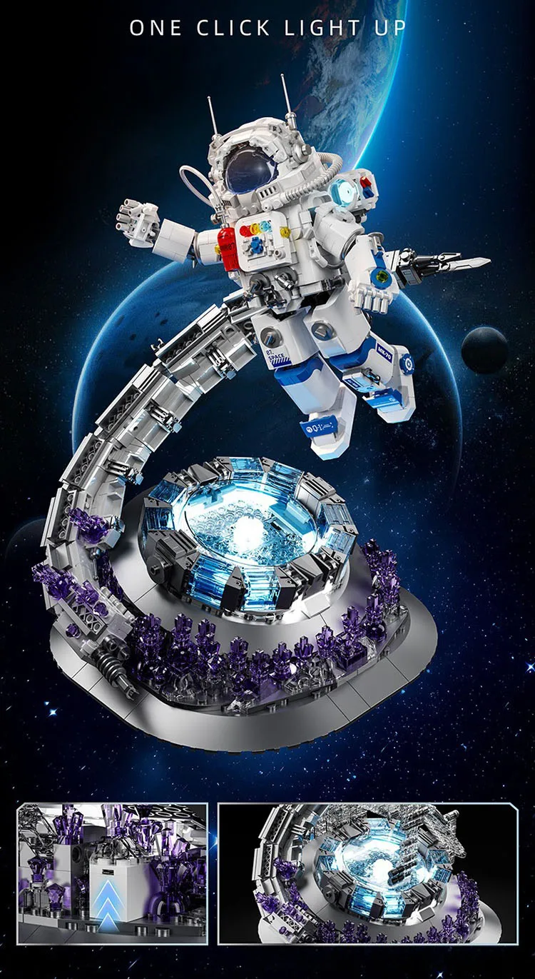 Idea Mega Figures Bausteine Sternenjagd Astronauten Modell Weltraumforschung Konstruktions-Baustein Lernspielzeug mit Licht – Detail 3