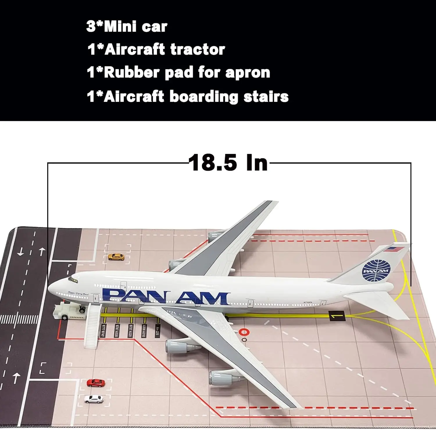 1/150 Scale 47cm Airplane 747 B747 Aircraft PAN AM Airline Model W Light and Wheel Diecast Resin Plane For Collection