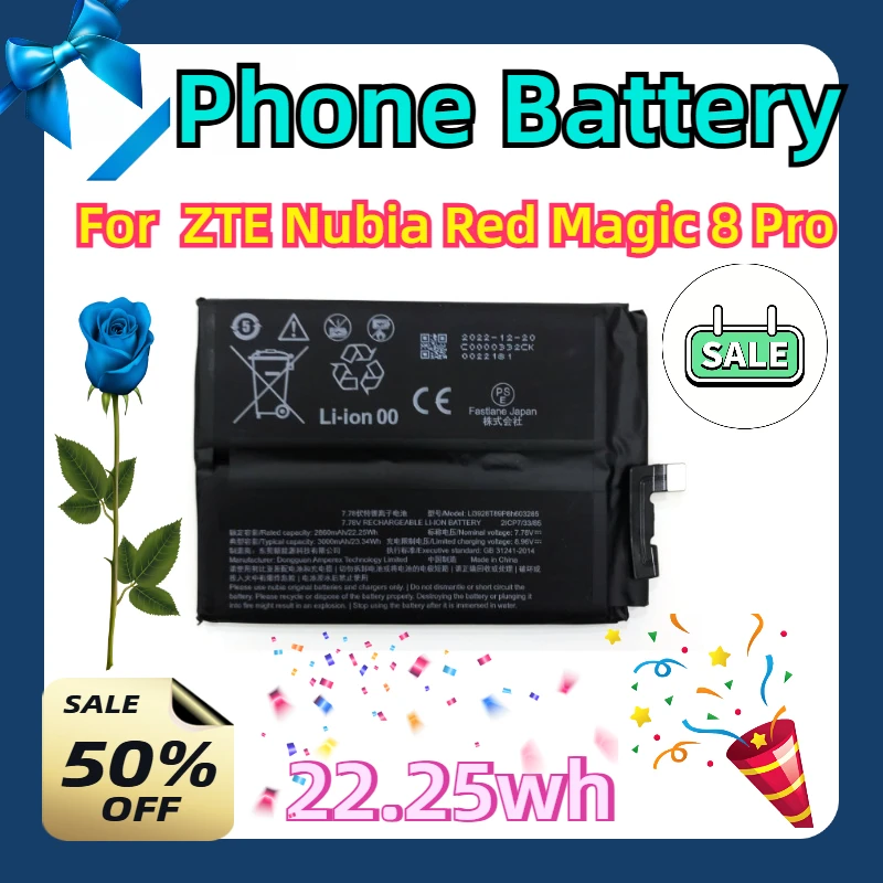 

For ZTE Nubia Red Magic 8 Pro NX729J Smart Phone 7.78V 22.25wh Li3928T89P8h603285 Battery