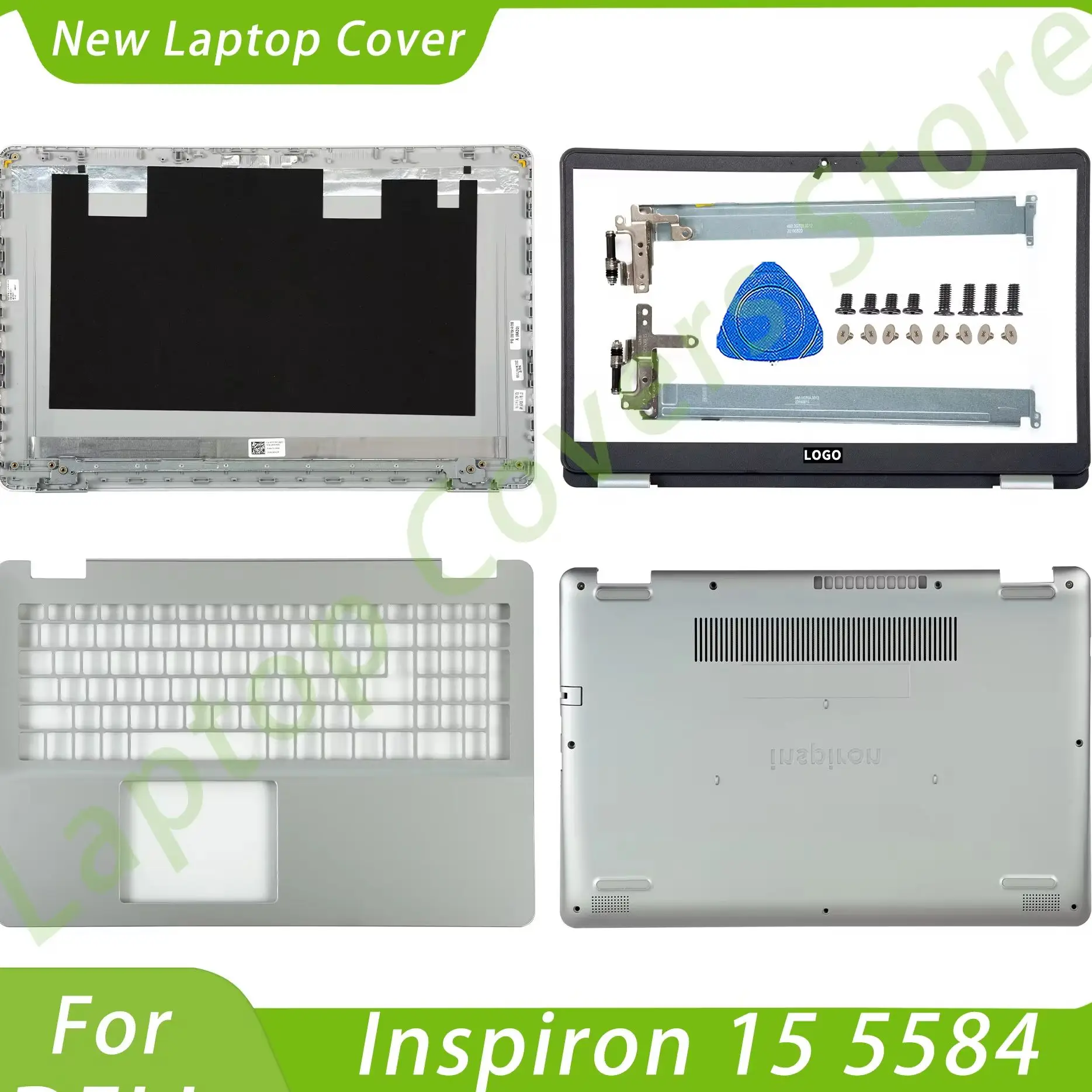 Charnières astronomiques de remplacement pour Inspiron 15 5584 5000 P85F, argent LCD, couverture arrière, lunette avant, repose-poignets, pièces neuves