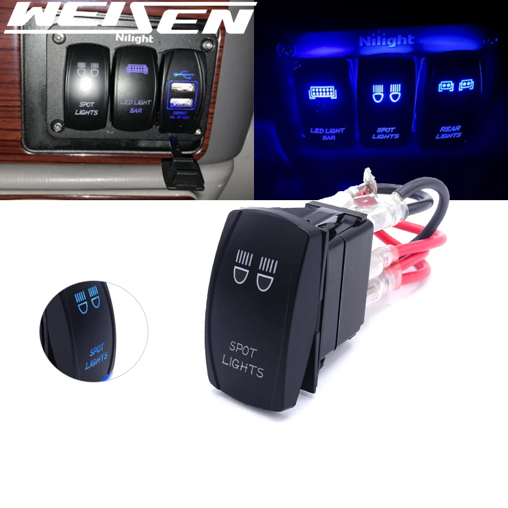 

Universa 12 - 24V Blue SPOT LIGHTS Push Button Switch Waterproof For CAN-AM MAVERICK COMMANDER Toyota Ford UTV ON/Off Panel