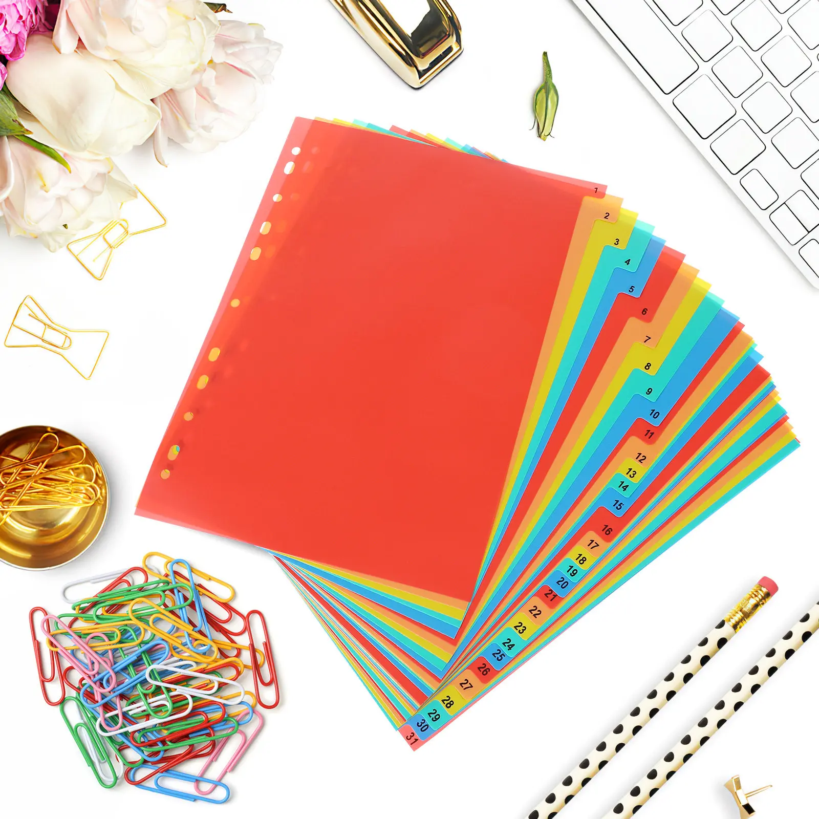 1Set A4 Binder Divider PVC Page Dividers for Office School Notebook File Subject Document Organizer Tabs Binder Dividers