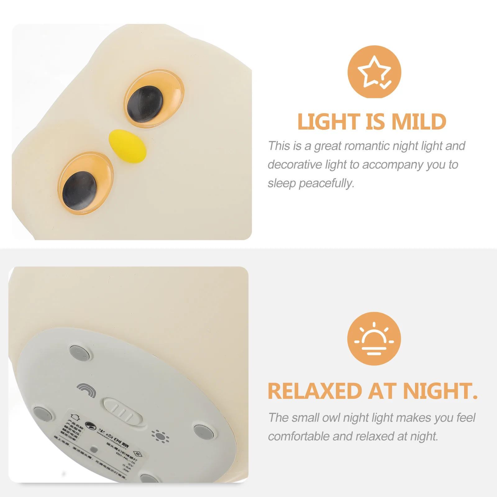 

Pat Night Light 3W Cartoon Owl Night Lamp Silicone Desktop Lamp for Safe and Comfortable Touch Control Lighting