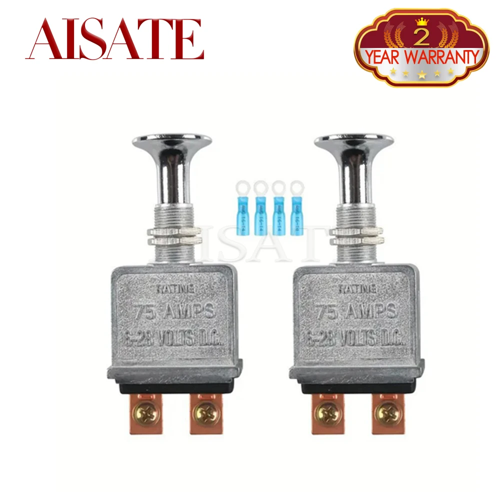2PCS Push Pull Switch Heavy Duty 75 Amp Pull Switch 6-28V DC 2 Position Spst On/Off for Automotive, Trucks, Off-Road