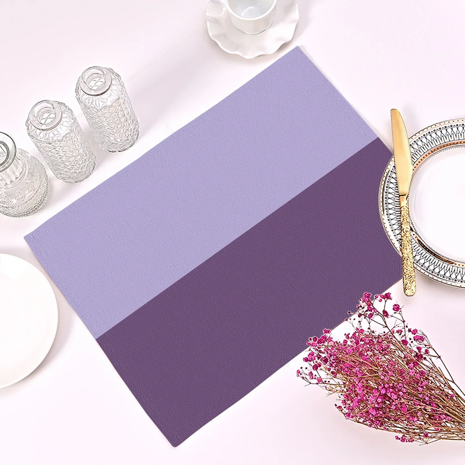 Purple Geometric Pattern Kitchen Placemat for Dining Table Cotton Linen Drink Coaster Home Decoration Modern Kitchen Cup Pads view 6