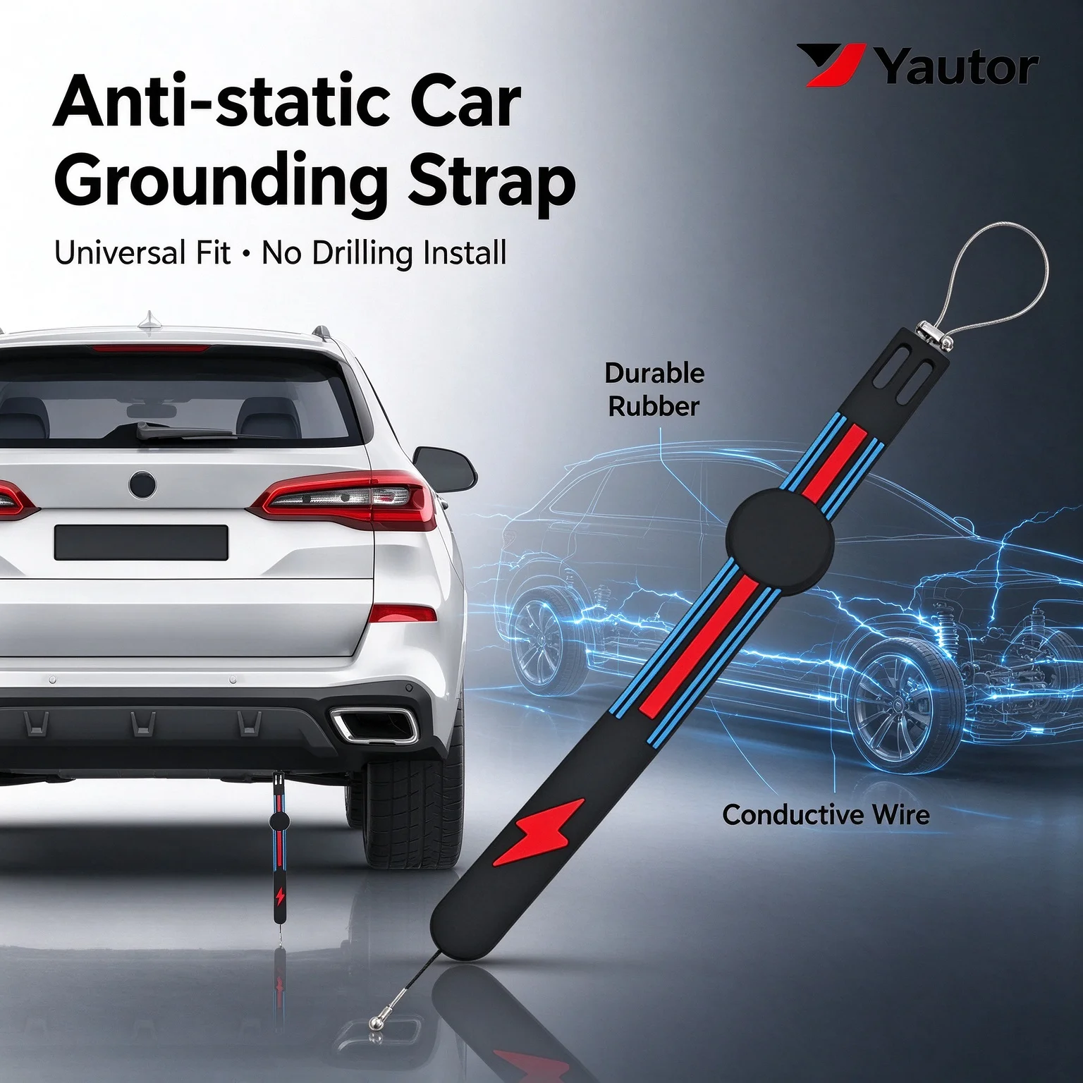 Car Static Discharge Belt For Vehicles Anti Static Strip Earth Belt Ground Wire Strap For Car Vehicle Truck SUV RV Safe Driving