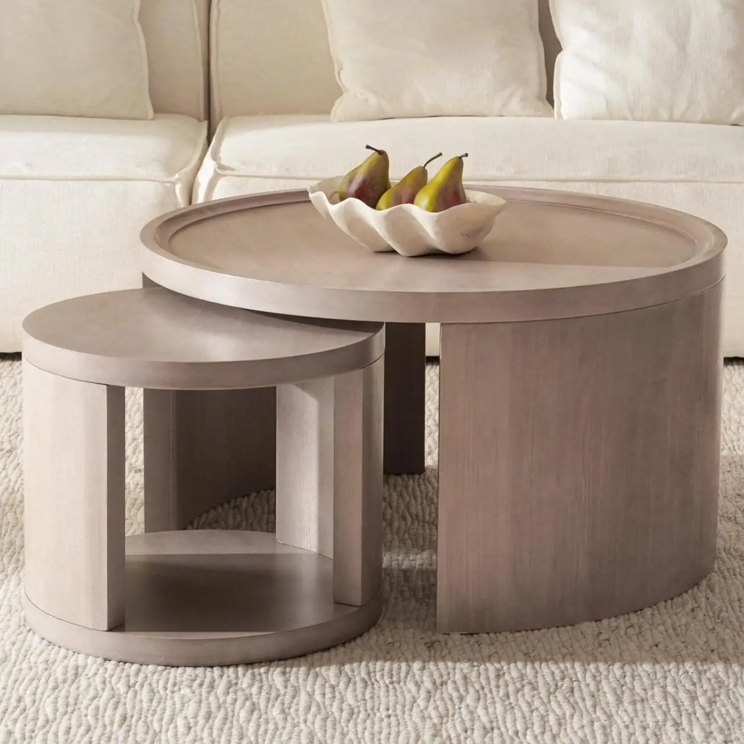 new Round Nesting Coffee Table Set of 2, Gray Coffee Table, 31.5