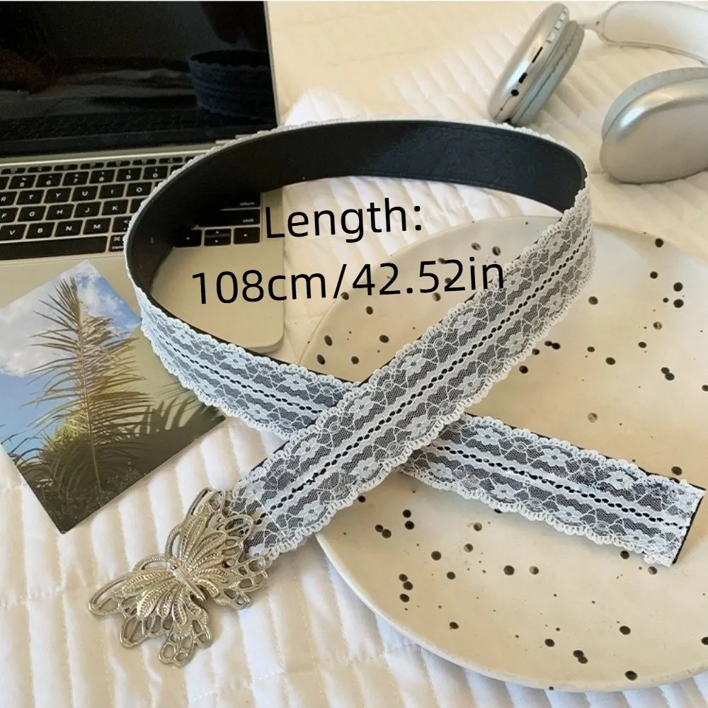 Fashion Korean Style Lace Waistband Elegant Y2K Butterfly Waist Belt Vintage Sweet Dress Jeans Belt Streetwear