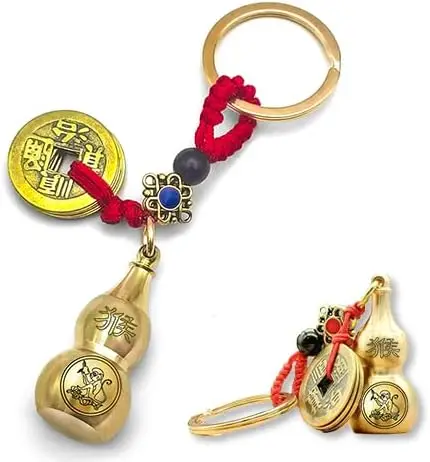 Zodiac Feng Shui Gourd Keychain - Brass Gourd, Lucky Coin, Bring Good Luck and Wealth, Chinese Style Decorative Pendant