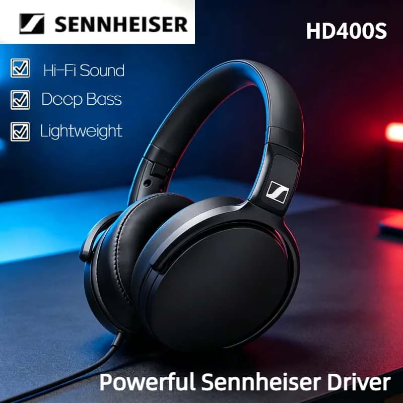 

Проводные наушники Sennheiser HD400S с шумоподавлением, стереозвуком, глубокими басами, складные, с микрофоном, накладные, для смартфона, путешествий, ноутбука