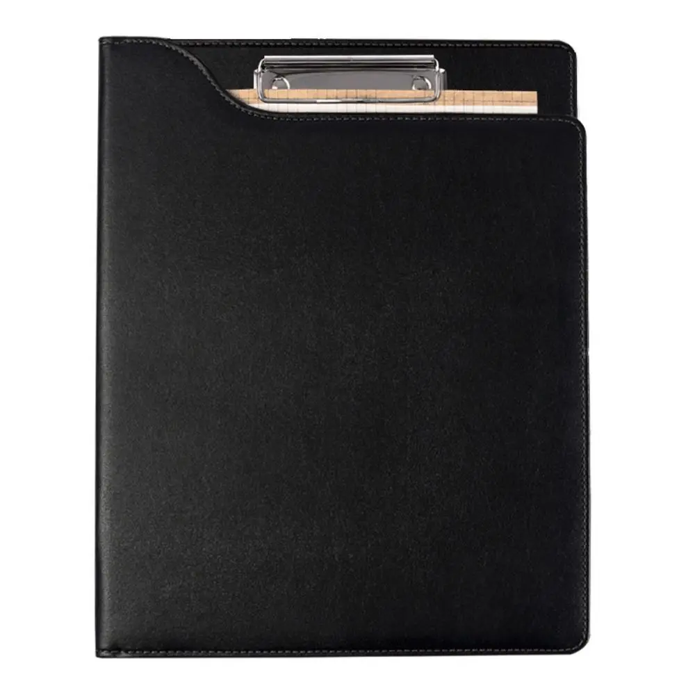 

With Cover A4 File Folder Clipboard With Pen Holder Waterproof Over Flip File Writing Pad Metal Board Clip Space Saving