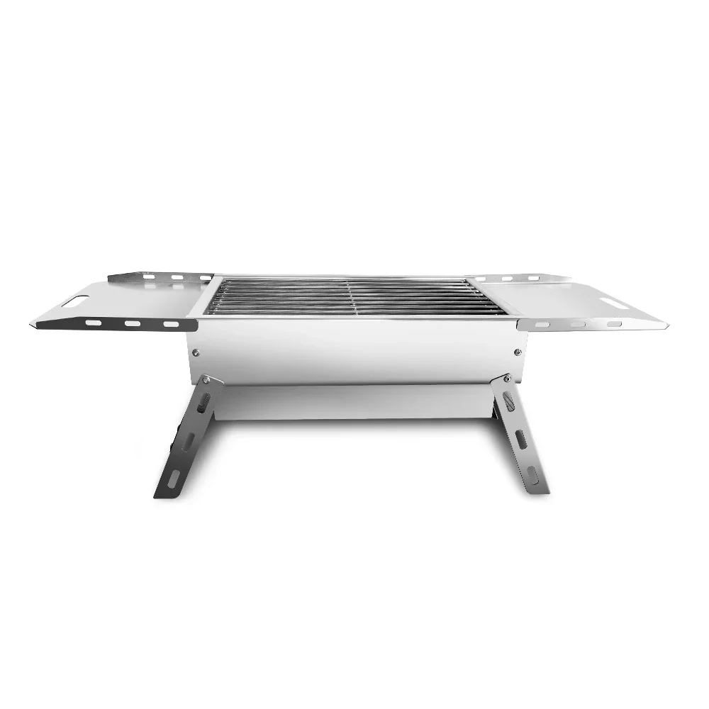 Portable Stainless Steel Mini Charcoal BBQ Grill Large Space Saver Fire Pit for Camping Iron Metal Folding Feature Small Spaces