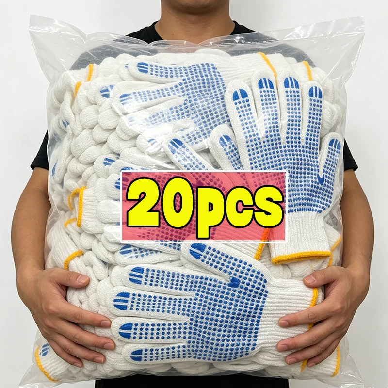 Gardening Tools Gloves - ユニセックスコットン作業用手袋 滑り止めドットグリップ付き安全手袋 男性用 ペインター、ガーデニング、ガレージ、倉庫、建設用