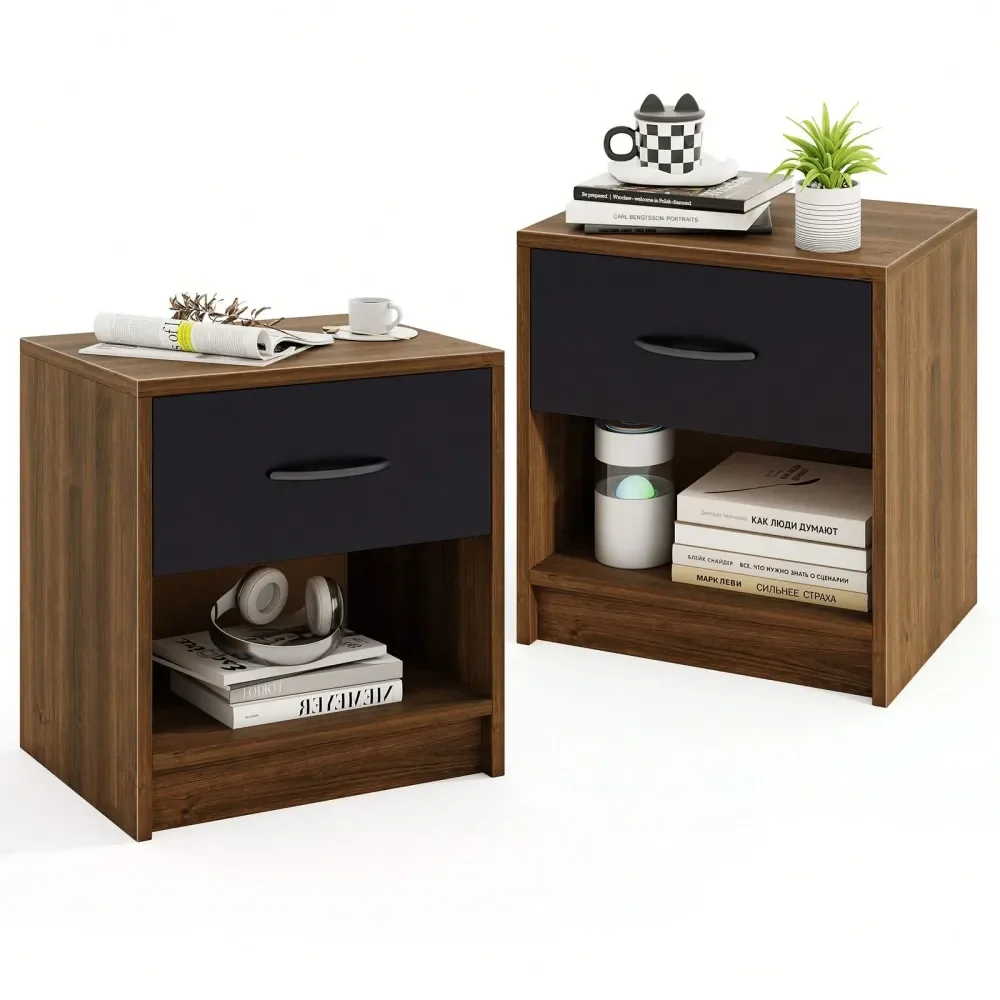 

PCS Nightstand W Drawer Side Table W SlideOut Drawer Open Storage Shelf