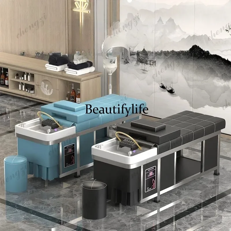 K153  Fumigation Shampoo Chairs Stainless Steel Thai Hairdressing High-end Shampoo Chairs Lie Flat Water Cycle