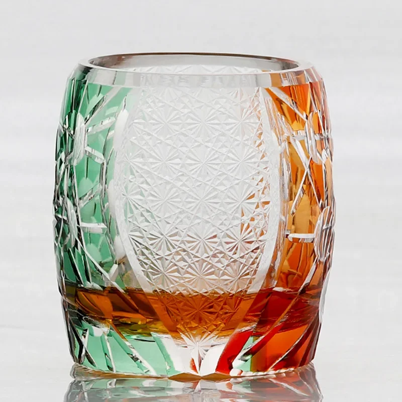 Hand-carved whiskey glass, cutting craft star Mars two-color yin and yang glass