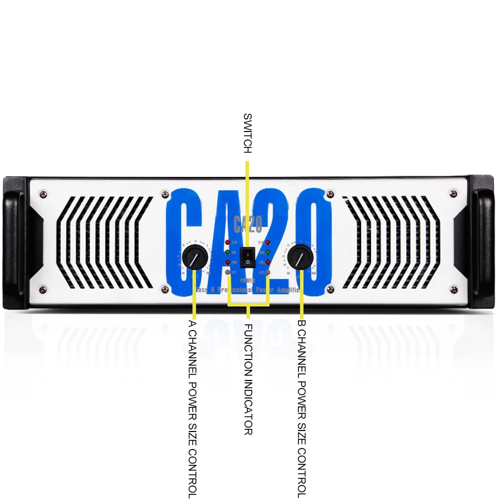 Biner CA20 3U 2ch 1500W Professional Power Amplifier for Stage Performance Concert Conference KTV Party