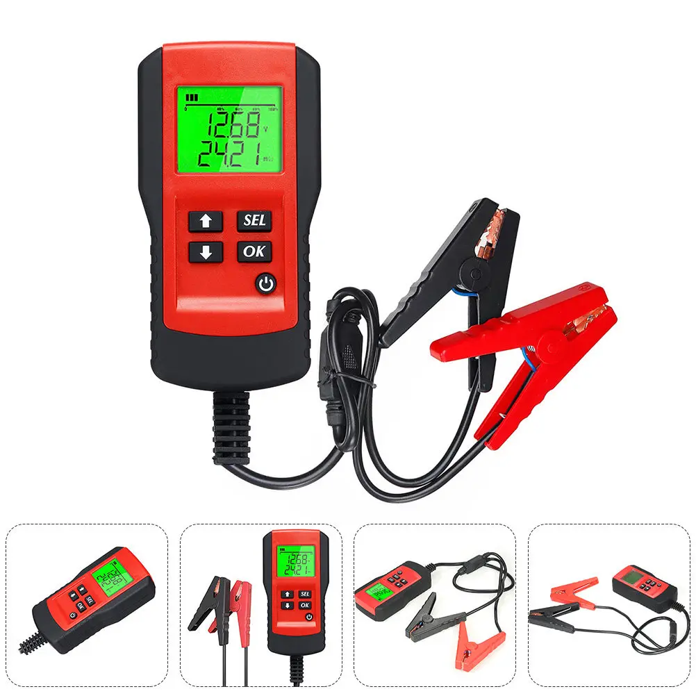 

Advanced 12V Car Battery Tester with Backlight LCD Display for Battery Health Check Voltage Testing and Capacity Analysis