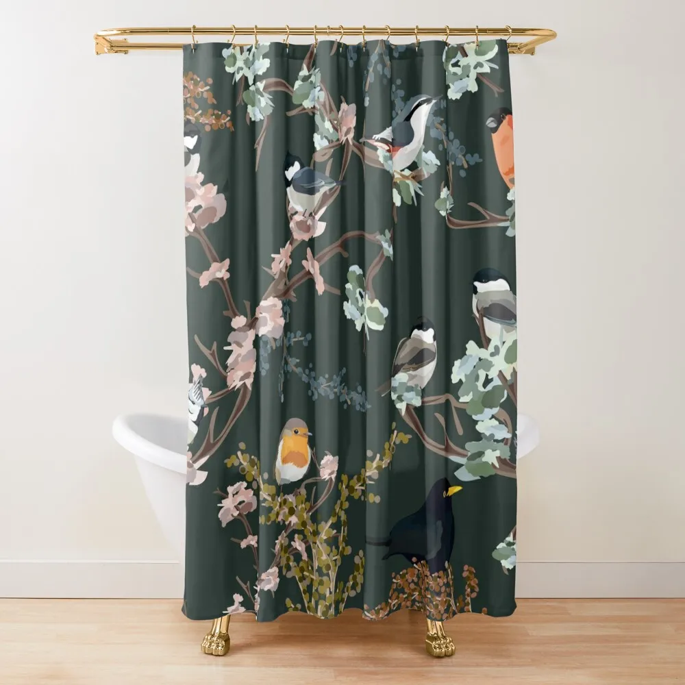 

Domestic Birds - Bird Garden Shower Curtain For Shower Luxury Bathroom Shower Waterproof Fabric Curtain