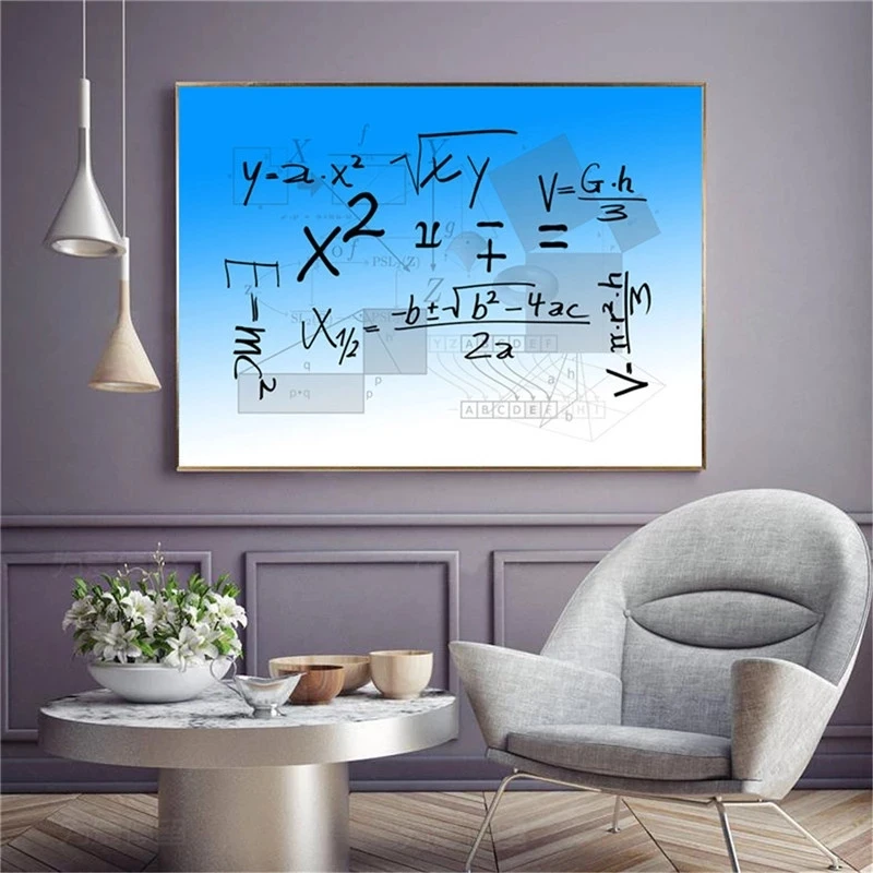 E Mc2 Quality Formula Letter Mathematical Elements Chemical Knowledge Canvas Print Picture Mural Posters Study Room Home Decor