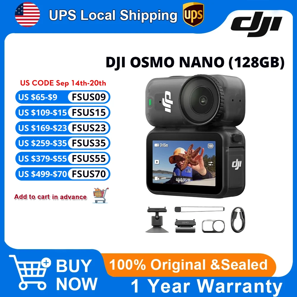DJI Osmo Nano Digital Action Camera Standard Combo W/ 128GB & Optional Accessory 4K HDR St