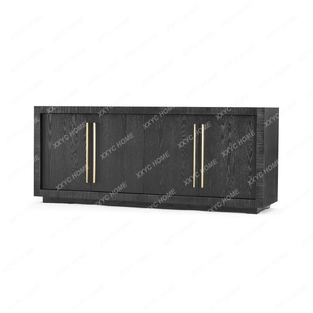 Solid Wood Black Sideboard Luxury Living Room Storage Cabinet Mid Century Wall Console Table Wine Cabinet Tea