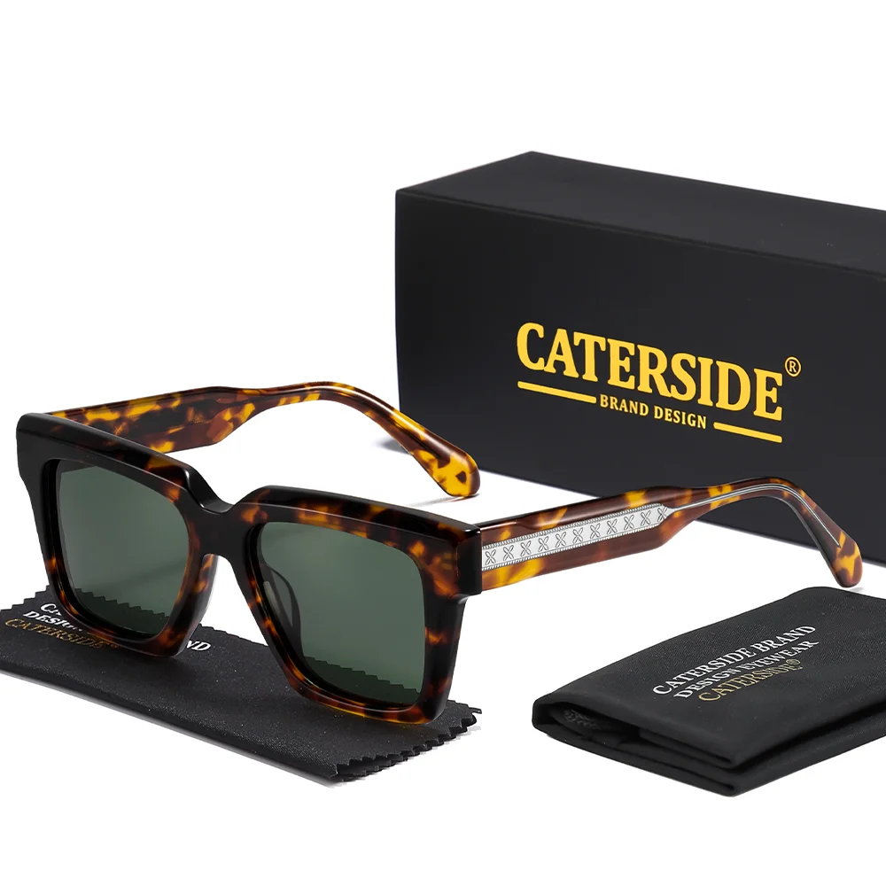 

CATERSIDE новые классические мужские летние солнцезащитные очки в стиле ретро, ацетатные квадратные оправы, поляризационные очки для вождения, женские модные очки UV400
