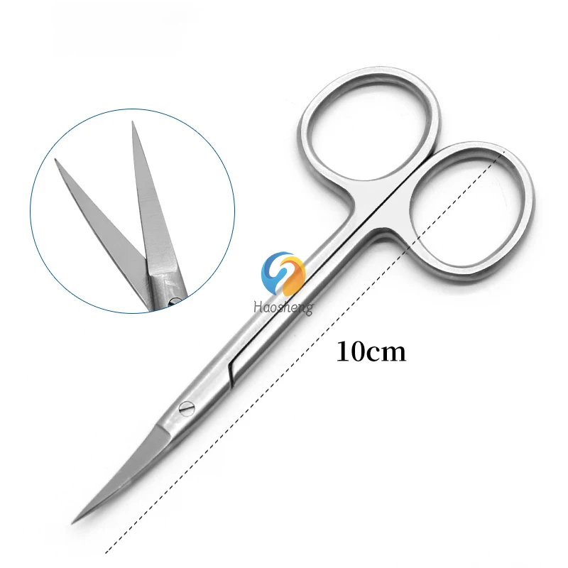 9.5cm Sliver Black Gold Handle Superfine Stich Eyelid Iris Scissors Straight Curved