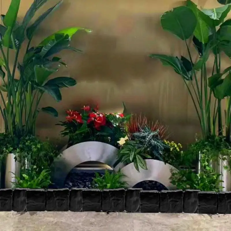   Imitation Stone Brick Plastic Flower Beds Border Insert Easy Installation