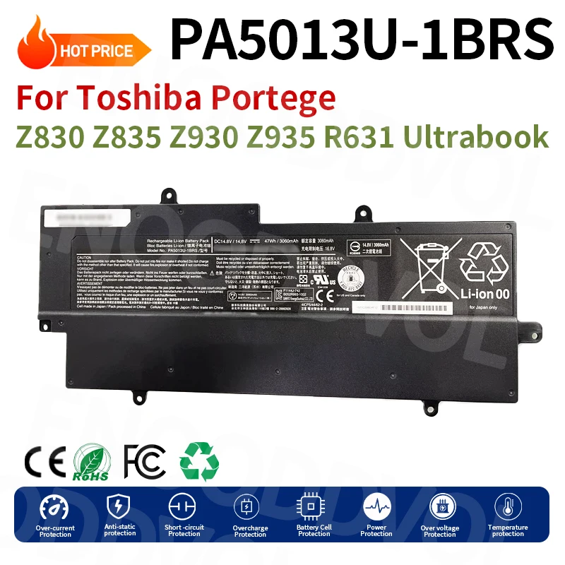 New PA5013U-1BRS Battery Replacement for Toshiba Portege Z830 Z835 Z930 Z935 R631 Ultrabook PA5013 Bateria 14.8V 47WH
