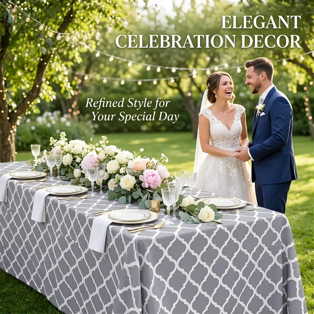 Polyester Elastic Fitted Tablecloth for 6FT Folding Table, Rectangle Cover for Outdoor Picnic Camping Party