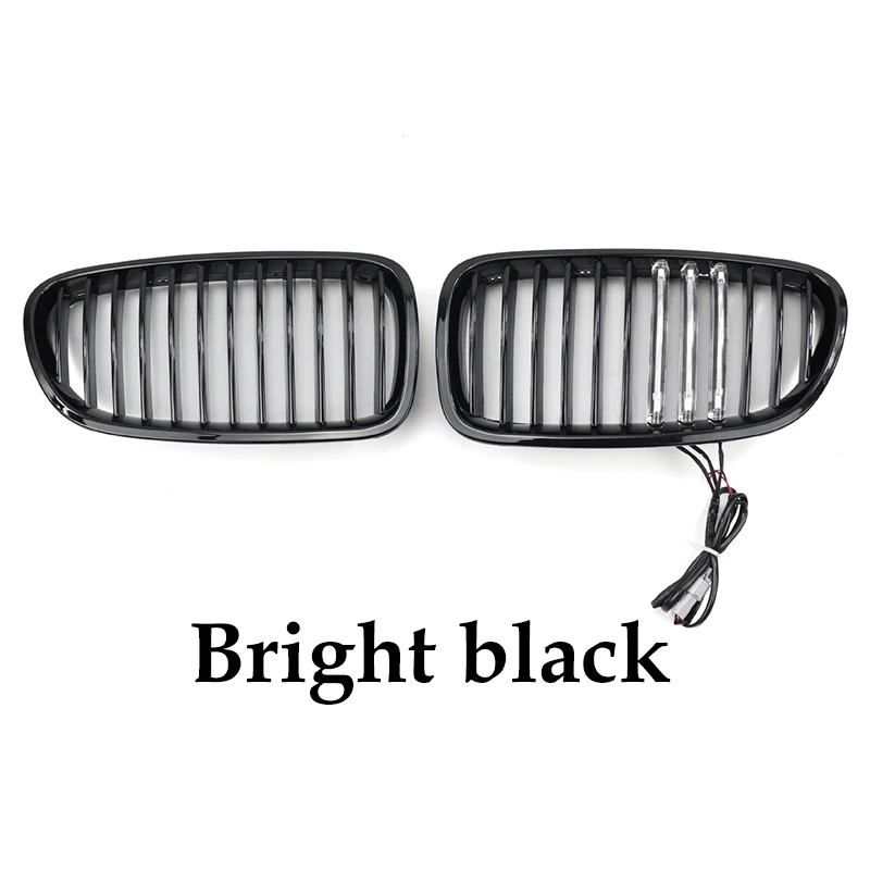 Suitable for BMW 5 Series F10 / F18 modified horizontal bar LED shining medium bright black three-color grill intake grill tools