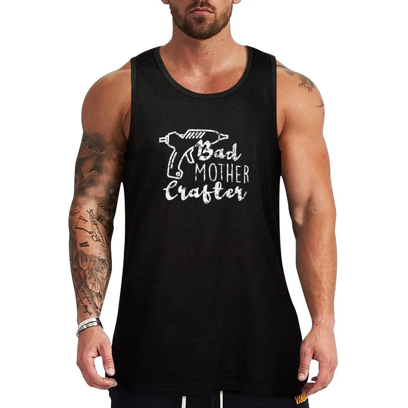 Bad Mother Crafter Glue Gun print for Crafters Tank Top Beach Vacation Tank Top Casual Sleeveless Loose Top