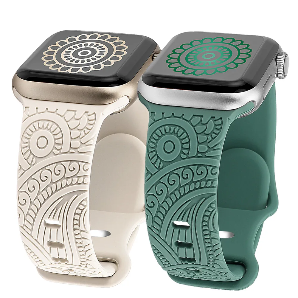 Engraved Strap for Apple Watch Ultra2 Band 49mm 46 44 40 41 45 38 42mm Silicone Bracelet for IWatch Series 10 9 8 7 6 SE 5 4 3