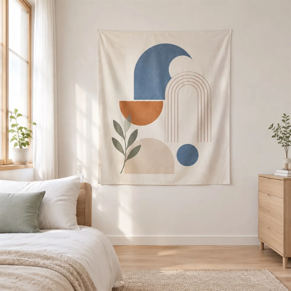 VIKAMA Minimal Arch Shape Clustered Groups Tapestry Wall Hanging, Nordic Wall Decor Tapestries for Living Room Bedroom Kids Room
