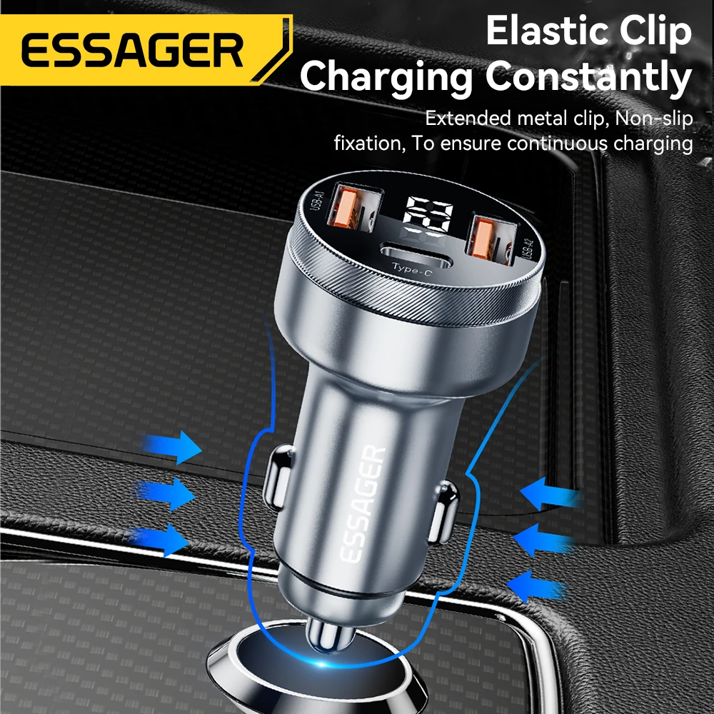 Essager 80W USB Car Charger PD USB Type C Quick Charge QC3.0 SCP 5A Fast Charger For iPhone 14 13 Xiaomi Samsung Phone Charger